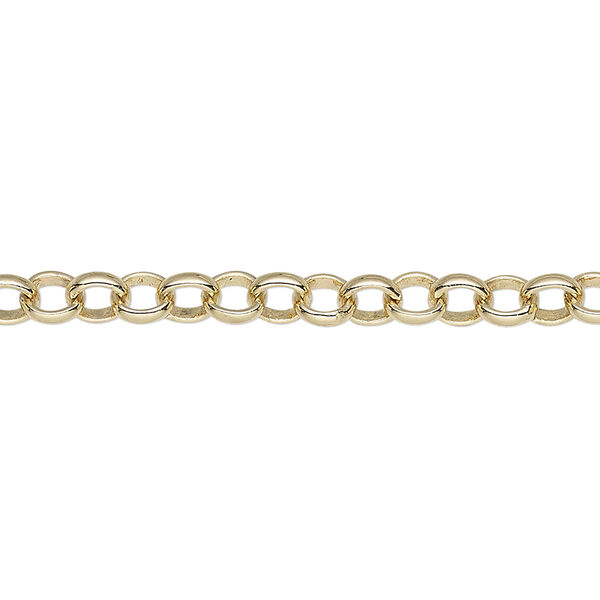 Chain, gold-plated brass, 5mm rolo. Sold per 50-foot spool. image number 0
