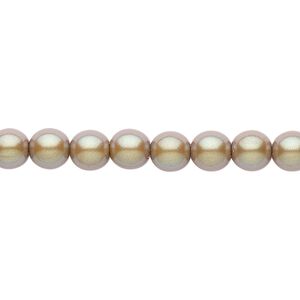 Bead, Czech pearl-coated glass druk, opaque iridescent hazelnut, 6mm round. Sold per 15-1/2" to 16" strand.