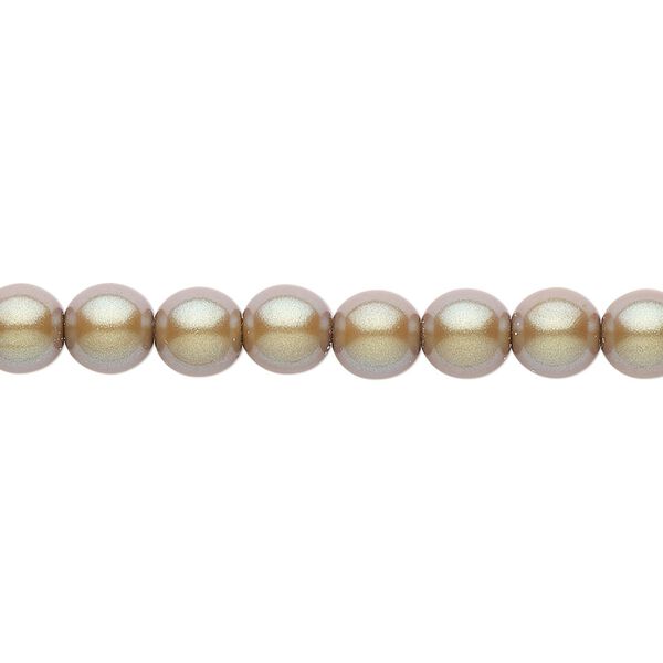 Bead, Czech pearl-coated glass druk, opaque iridescent hazelnut, 6mm round. Sold per 15-1/2" to 16" strand. image number 0