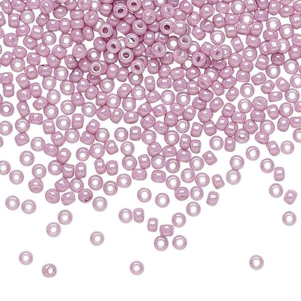 Seed bead, TOHO BEADS®, glass, pkg/250g, #11 round, opaque luster pale mauve (TR-11-127). image number 0