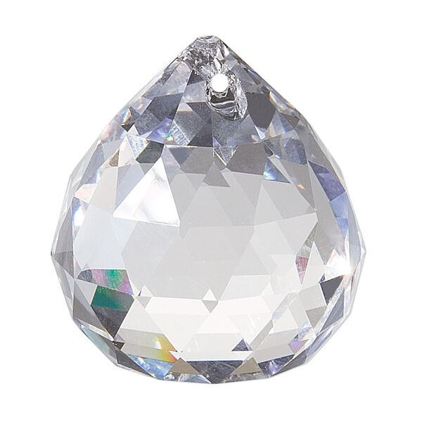 Suncatcher 30pk clear, Asfour Crystal 35x30mm top-drilled faceted round teardrop image number 0