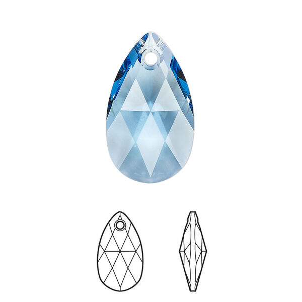 Drop 1pk cool blue, Crystal Passions® Regenerated 22x13mm pendant pear 6106 image number 0