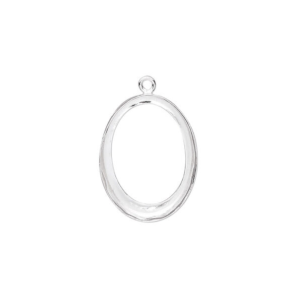 Drop, fine silver, 19x14mm oval with 18x13mm oval bezel setting. Sold individually. image number 0