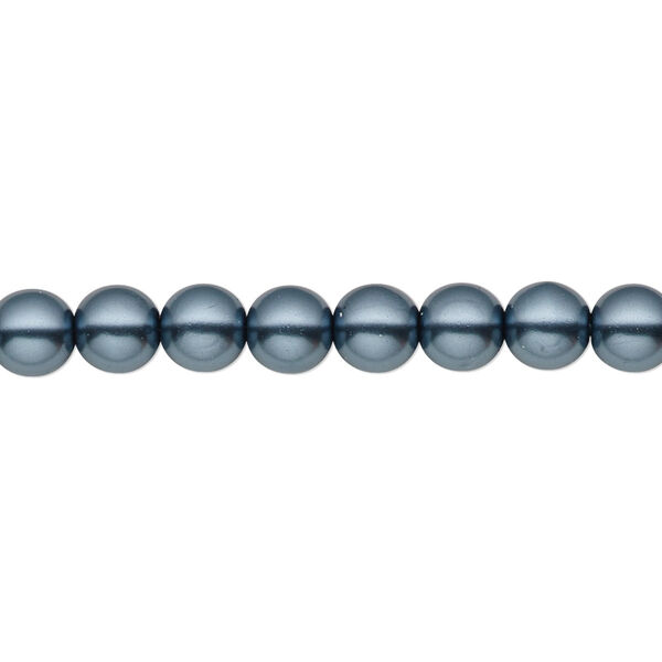 Bead, Czech pearl-coated glass druk, opaque gunmetal blue, 6mm round. Sold per 15-1/2" to 16" strand. image number 0
