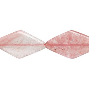 Bead, cherry "quartz" glass, 25x14mm-26x14mm flat diamond with 0.6-0.8mm hole. Sold per 15-1/2" to 16" strand.