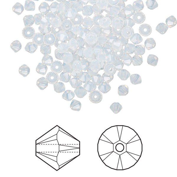 Bead 144pk white opal, Crystal Passions® 3mm bicone 5328 image number 0