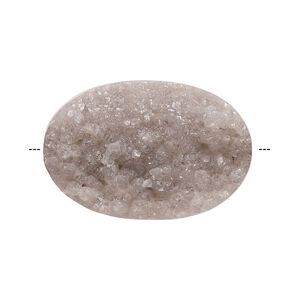 Druzy agate 1pkg1, flat oval bead natural 30x20mm