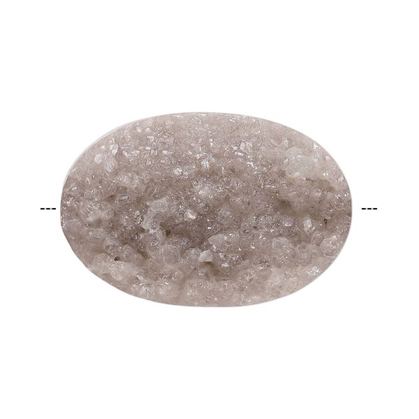 Druzy agate 1pkg1, flat oval bead natural 30x20mm image number 0