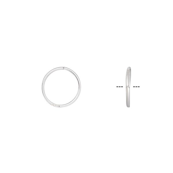 Jump ring, sterling silver, 10mm round square wire, 9mm inside diameter, 22 gauge. Sold per pkg of 20. image number 0