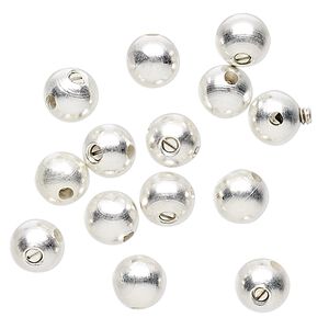 Crimp, Screw-Tite Crimps™, silver-plated copper, 4mm round, for wire up to 0.024 inches. Sold per pkg of 12.