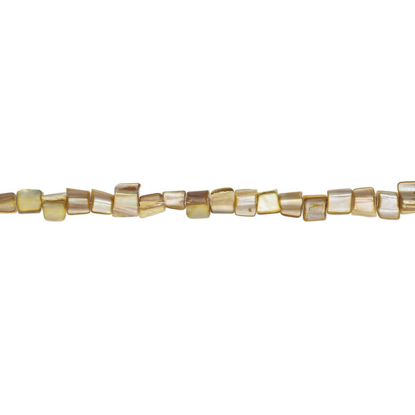 Mother-of-pearl shell 1pkg1, triangle tube bead 15 inch pale yellow and tan 7x6mm-10x9mm image number 1