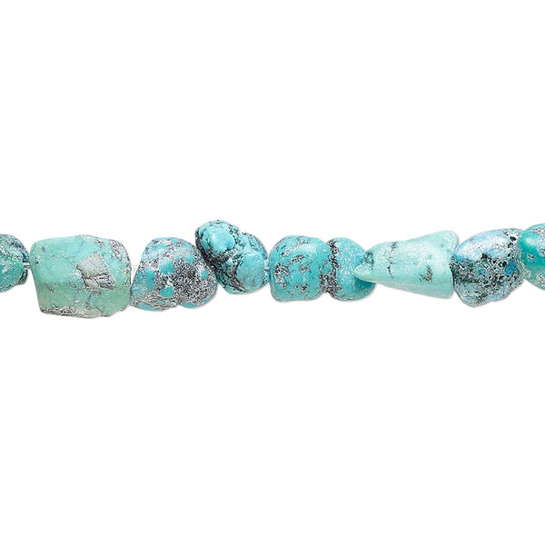 Bead, turquoise (dyed / stabilized), blue, mini nugget with matrix, Mohs hardness 5 to 6. Sold per 15-1/2" to 16" strand. image number 0