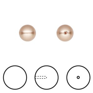 Pearl 1pkg4 rose gold, Crystal Passions® 8mm half-drilled round 5818