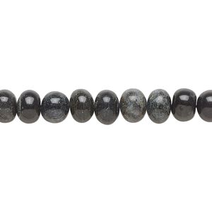 Black spotted quartz 1pkg1, hand-cut uneven round / rondelle bead natural 14 inch 6-7mm / 7x5mm