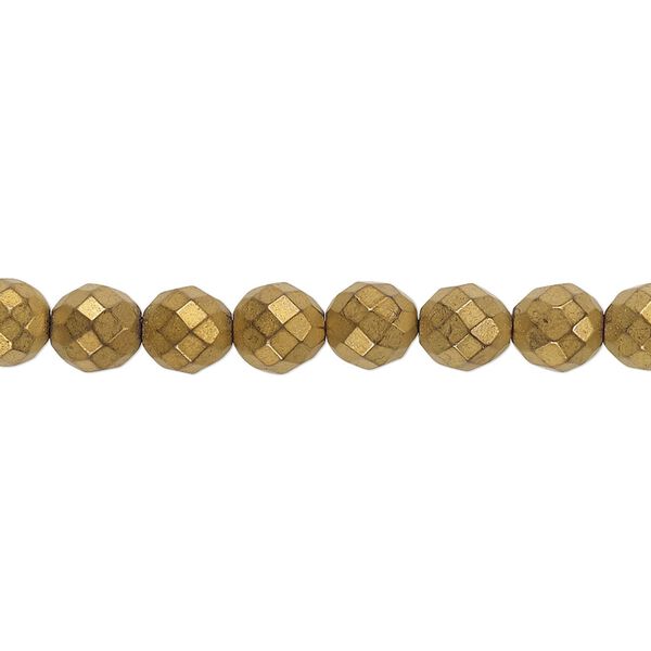 Hemalyke™ 1pkg1, matte electroplated faceted round bead 15.5-16 inch 6mm image number 0