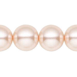 Bead, crystal pearl, medium pink, 16mm round. Sold per 15-1/2" to 16" strand, approximately 25 beads.