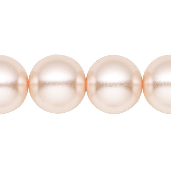 Bead, crystal pearl, medium pink, 16mm round. Sold per 15-1/2" to 16" strand, approximately 25 beads. image number 0