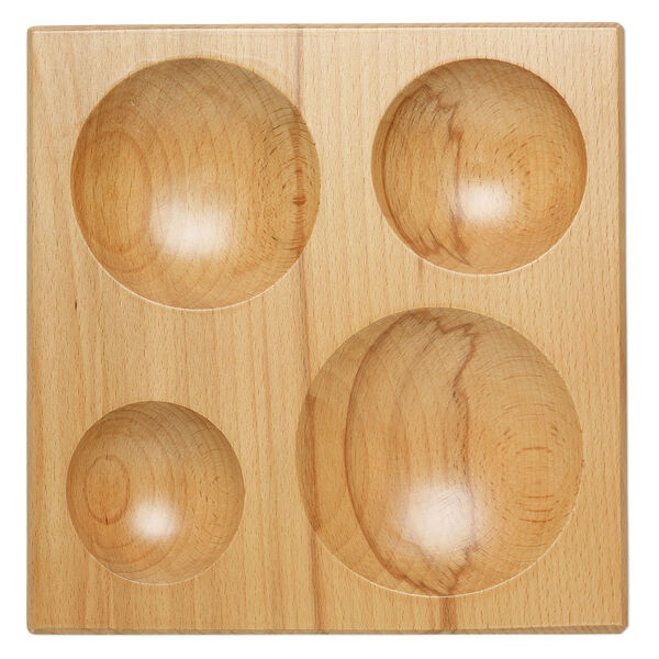 Dapping block, wood, 8-1/2 x 8-1/2 inches with 2-1/2 to 4-inch diameter depressions. Sold individually. image number 0