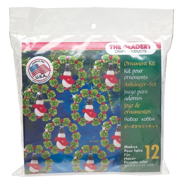 Ornament kit, The Beadery®, plastic, mixed colors, mini snowman wreaths (7000). Sold individually. image number 0