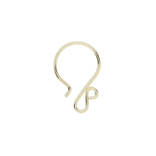 Ear wire, gold-finished sterling silver, 19.5mm French hook with spiral design and open loop, 20 gauge. Sold per pair. image number 0