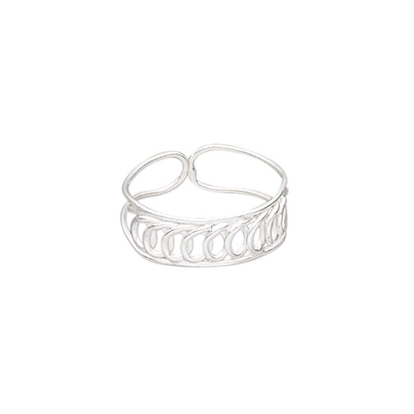 Ring, silver-plated brass, 6mm wide, adjustable. Sold individually. image number 0