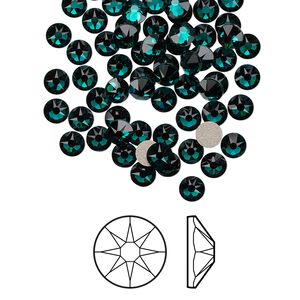Flat back 1440pk emerald foil back, Swarovski® 3.8-4mm rose round SS16 2088