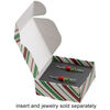 Box, paper, red / green / white, 3x3x1-inch unassembled square with stripe design. Sold per pkg of 10. image number 1