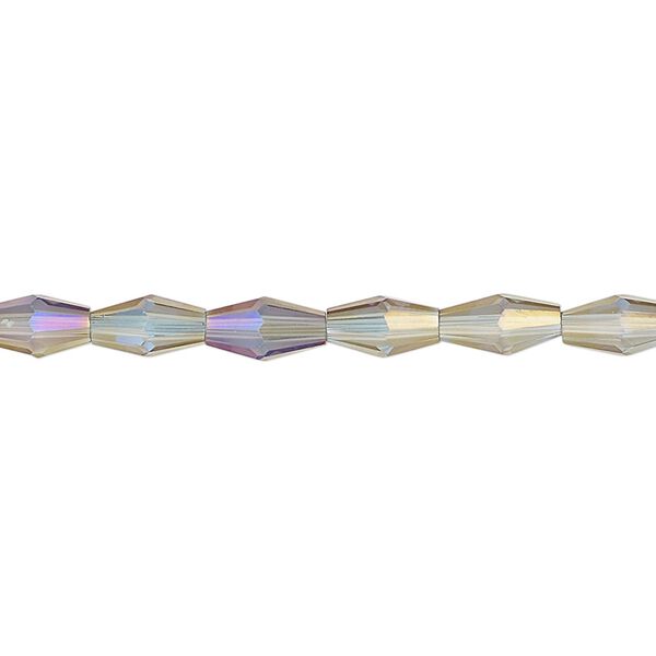 Bead, glass, crystal vitrail, 8.5x4mm long bicone. Sold per 15-1/2 to 16-inch strand. image number 0