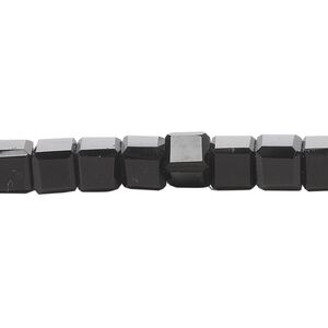 Bead, 18-facet, black, 6mm faceted cube. Sold per 15-1/2" to 16" strand, approximately 65 beads.