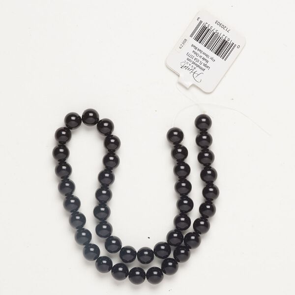 Bead 1pkg1 glass, opaque black, 10mm round, 15.5-16 inch strand. image number 0