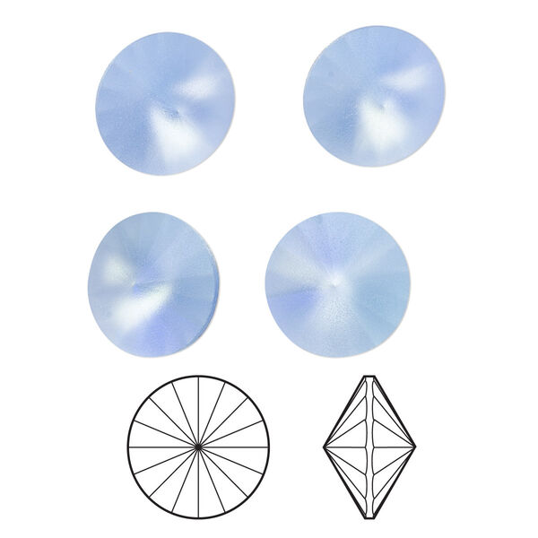 Chaton 48pk light sapphire frost foil back, Crystal Passions® 12mm rivoli 1122 image number 0