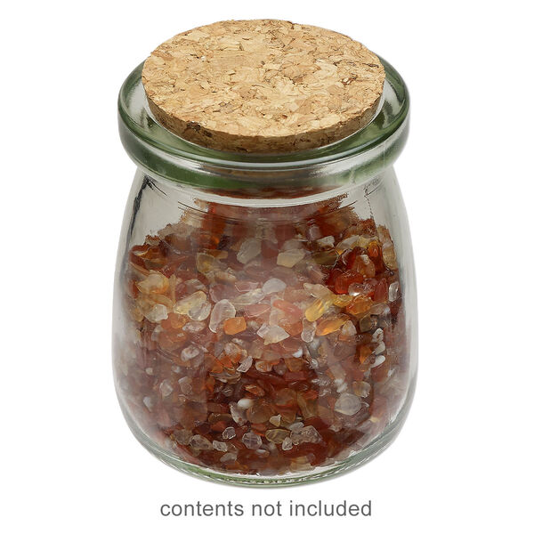 Bottle, glass and cork, clear, 2-3/4x2-1/4 inch with cork stopper and 1-1/2-inch opening. Sold individually. image number 0