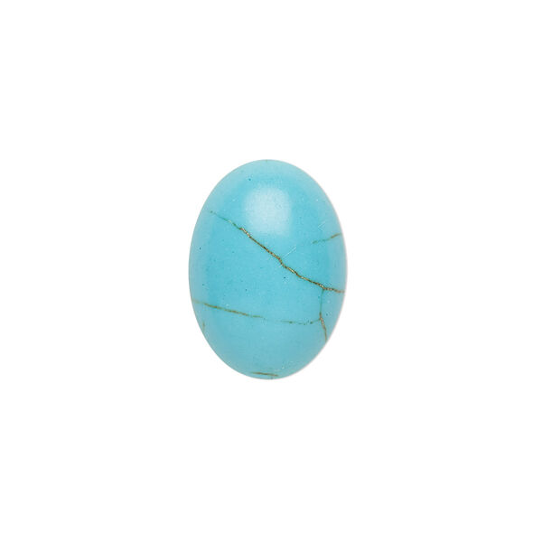 Cabochon, "turquoise" (resin) (imitation), 18x13mm calibrated oval with matrix. Sold per pkg of 2. image number 0