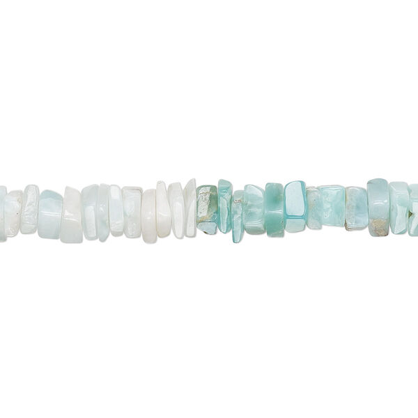 Bead, larimar (natural), 4x1mm-5x2mm hand-cut square rondelle, B grade, Mohs hardness 4-1/2 to 5. Sold per 8-inch strand, approximately 95-150 beads. image number 0