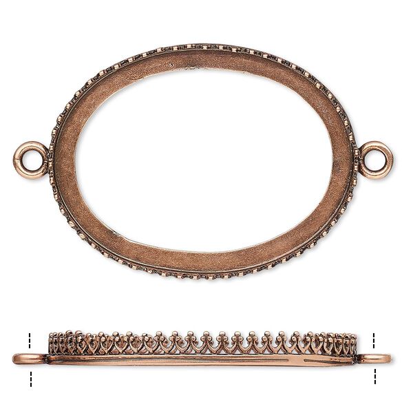 Focal, JBB Findings, antique copper-plated brass, 42.5x32mm oval with open back and decorative trim, 40x30mm oval bezel setting. Sold individually. image number 0