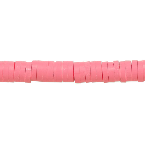 Bead, polymer clay, opaque bright pink, 6x1.5mm heishi. Sold per pkg of (2) 15-1/2" to 16" strands. image number 0