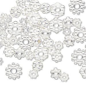 Bead, silver-finished "pewter" (zinc-based alloy), 4x1mm-8.5x3mm assorted rondelle. Sold per pkg of 50.