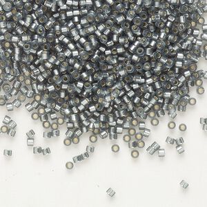 Seed bead, Delica®, glass, pkg/250g, #11 round, translucent semi-matte silver-lined grey (DB-0697).