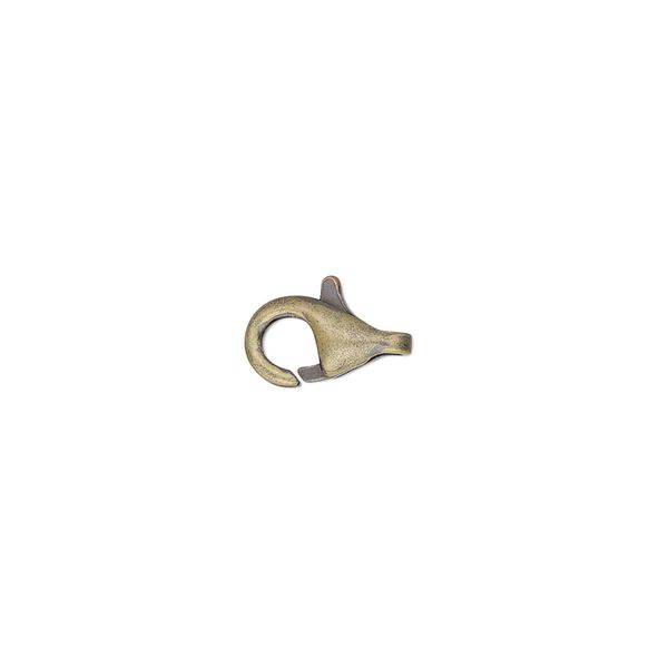 Clasp, lobster claw, antique gold-plated brass, 10x6mm. Sold per pkg of 10. image number 0