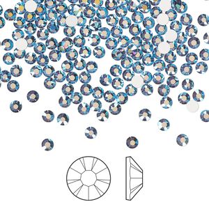 Flat back 1440pk denim blue AB foil back, Preciosa MAXIMA Czech crystal rhinestone 2.5-2.7mm chaton rose round SS9