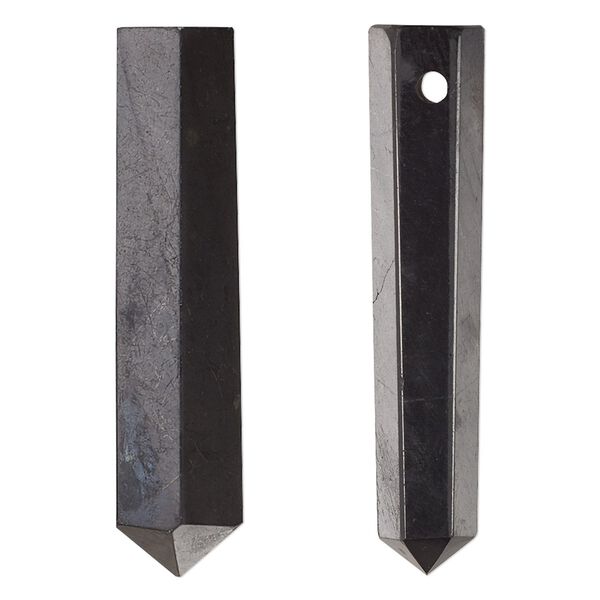 Shungite 1pkg1, hand-cut faceted point focal natural 1.5 inch image number 0