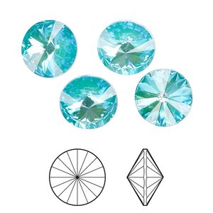 Chaton 144pk crystal laguna DeLite, Swarovski® 12mm rivoli 1122