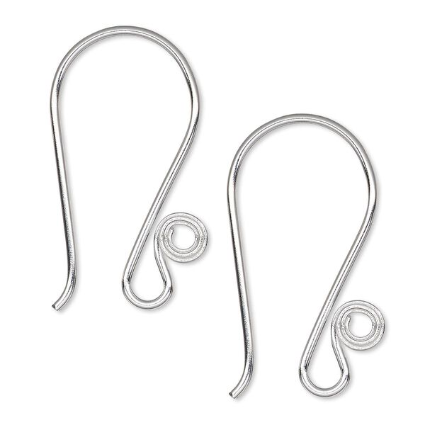 Ear wire, Hill Tribes, silver-plated brass, 30mm fishhook with spiral design and open loop, 18 gauge. Sold per pkg of 2 pairs. image number 0