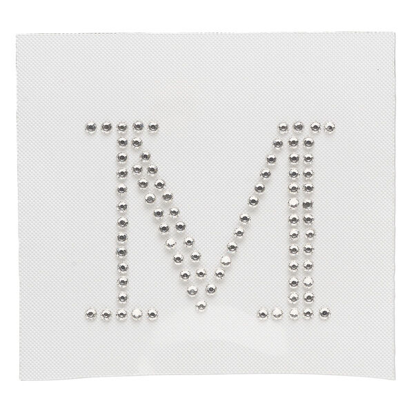 Iron-on transfer 1pk crystal clear, Preciosa Czech crystal 42x33.5mm "M" image number 0