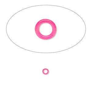 Component, Oh! Ring™, silicone, neon pink, 3mm round with 2mm hole. Sold per pkg of 1,000.