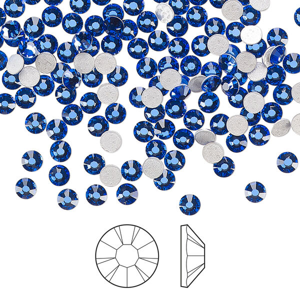 Flat back 144pk sapphire foil back, Preciosa MAXIMA Czech crystal hotfix rhinestone 3-3.2mm chaton rose round SS12 image number 0