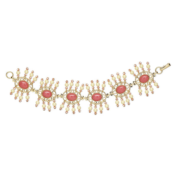 Bracelet, One of a Kind Jewelry, peach and cream, 6-1/2 inches. Only one available. image number 0
