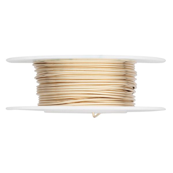 Wire, 12Kt gold-filled, half-hard, round, 18 gauge. Sold per pkg of 5 feet. image number 0
