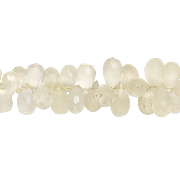 Bead, prehnite (natural), matte, 7x4mm-9x5mm hand-cut top-drilled micro-faceted teardrop with set pattern and 0.4-1.4mm hole, C grade, Mohs hardness 6 to 6-1/2. Sold per 7-inch strand. image number 0