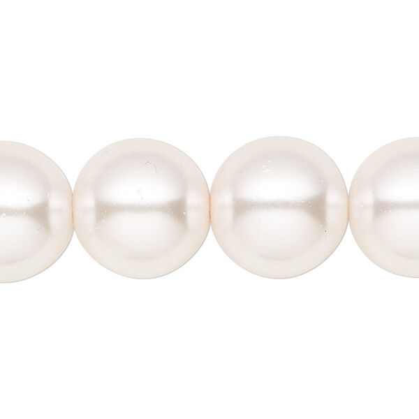 Bead, crystal pearl, light pink, 16mm round. Sold per 15-1/2" to 16" strand, approximately 25 beads. image number 0